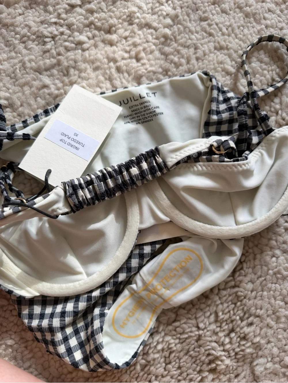 Gingham Underwire Bikini Set - Black & White - NEW